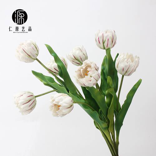 工厂直销洛可可郁金香仿真手感保湿假花客厅装饰仿真花摄影摆件
