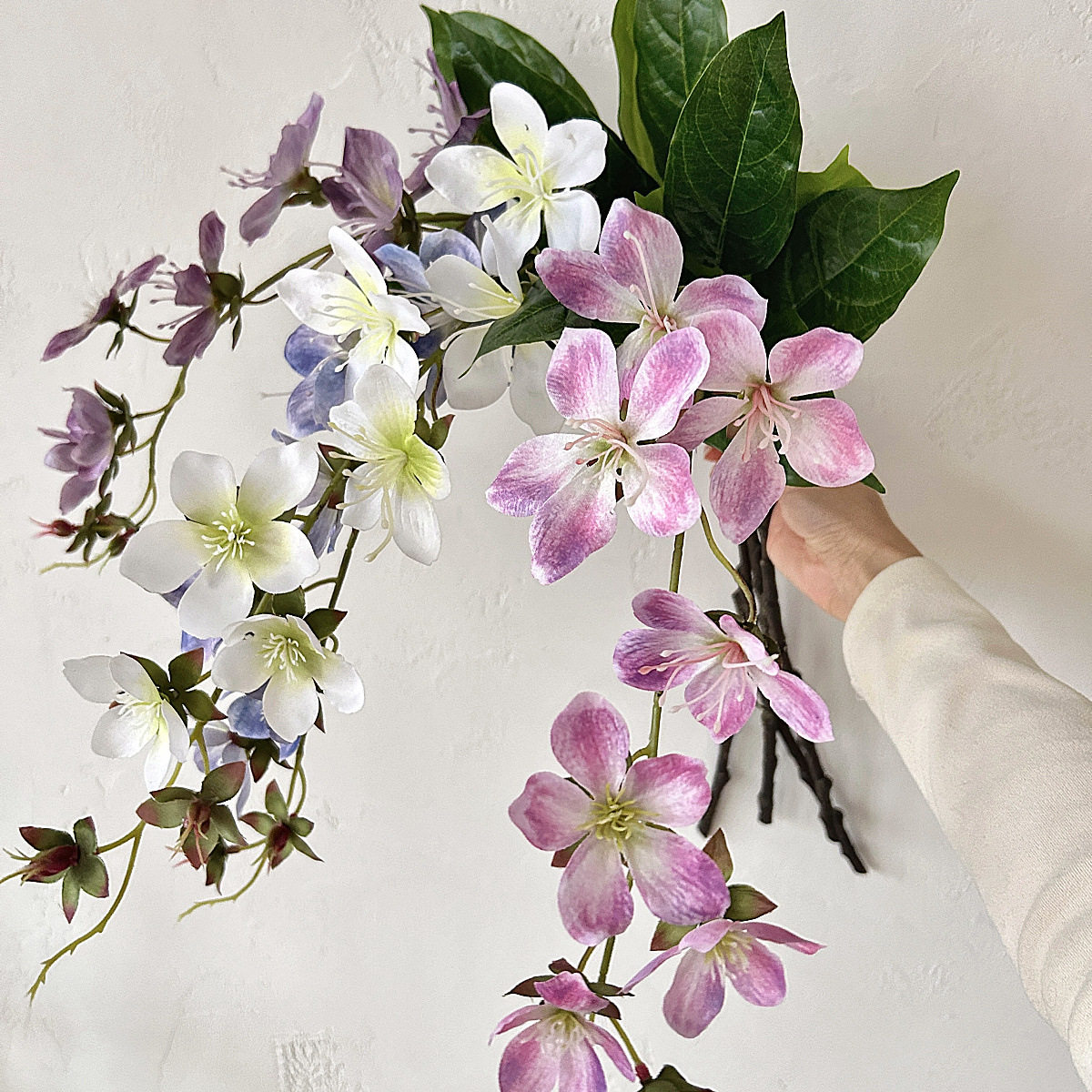3D打印垂丝茉莉仿真花绢花海棠花假花家居室内造景装饰花摄影道具图片