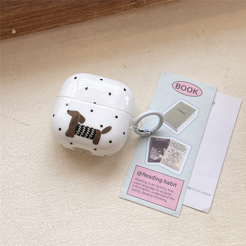 波点毛衣狗适用AirPods1/2/3/4/5代苹果无线蓝牙耳机保护套pro2/3华为Freebuds 6i/se2/SE3/FreeCIip2夹耳