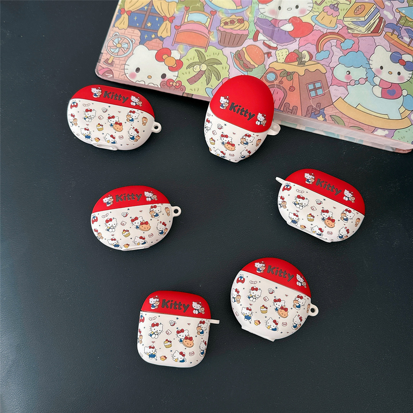 凯蒂猫适用AirPods1/2/3/4/5代苹果无线蓝牙耳机保护套华为Freebuds4/5i/6i/7i/por/pro2/pro3/se2/FreeCIip