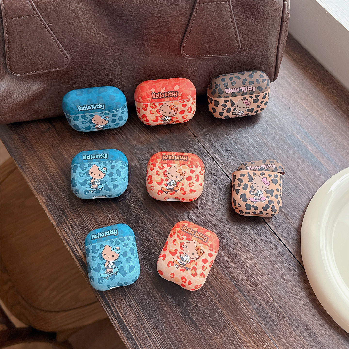 卡通豹纹KT猫适用AirPods1/2/3/4/5代苹果无线蓝牙耳机保护套pro2/3软壳