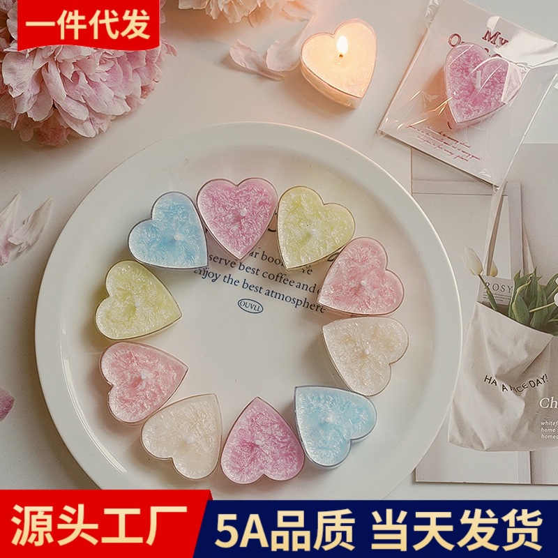 心形茶蜡爱心造型装饰摆件活动小礼品实用礼物跨境创意香薰蜡烛