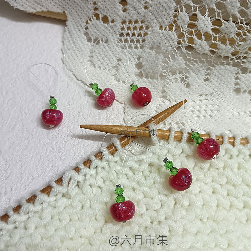可爱小苹果编织记号扣自制棒针直针编织毛衣毛线定位扣辅助记号圈