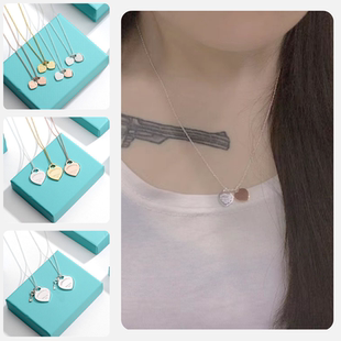 Daniela玫瑰金银光面大小号桃心爱心钥匙项链细链锁骨链气质颈链