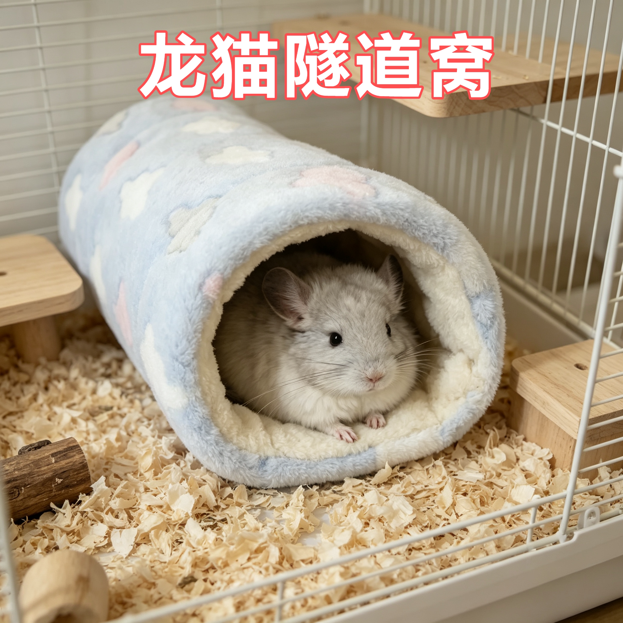 龙猫专用棉窝小宠隧道花枝鼠吊床通道蜜袋鼯荷兰猪豚鼠毛绒睡袋