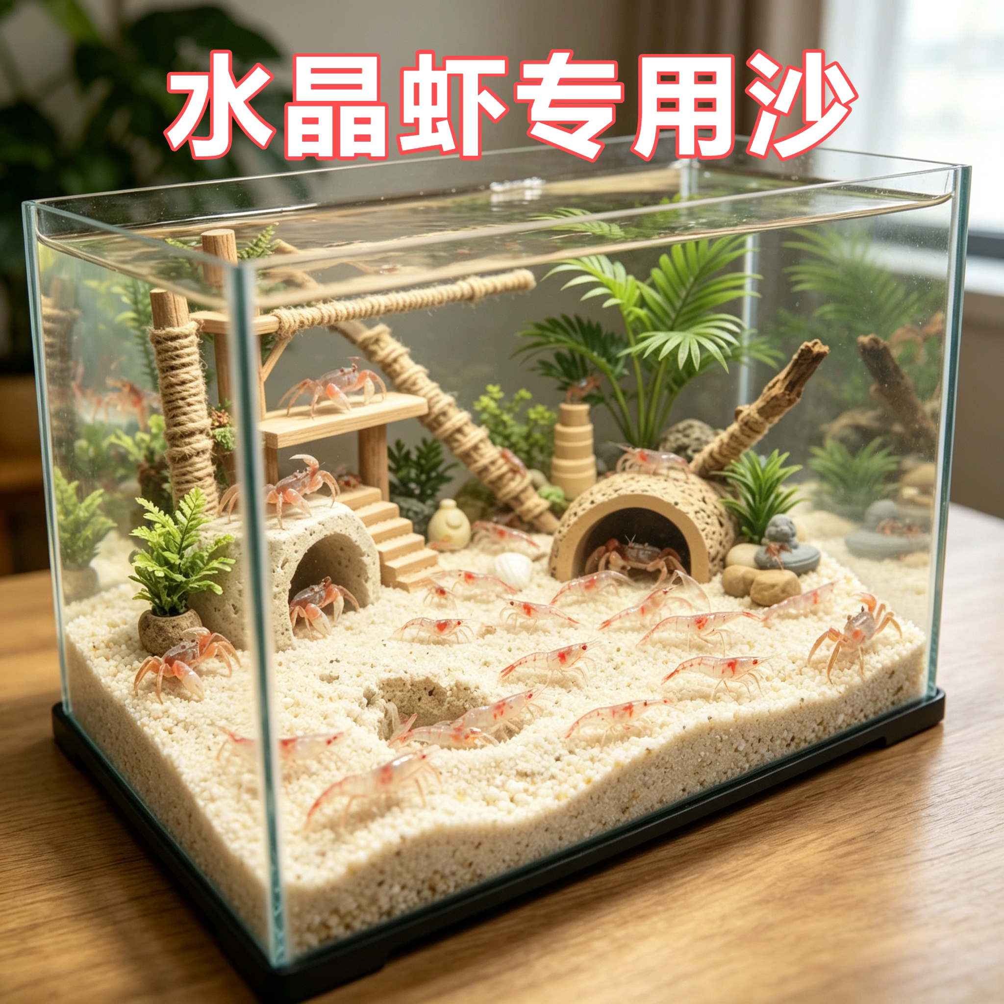 水晶虾专用沙爬宠缸鱼缸底砂造景装饰原生溪流石头鼠沙冬眠水晶沙图片