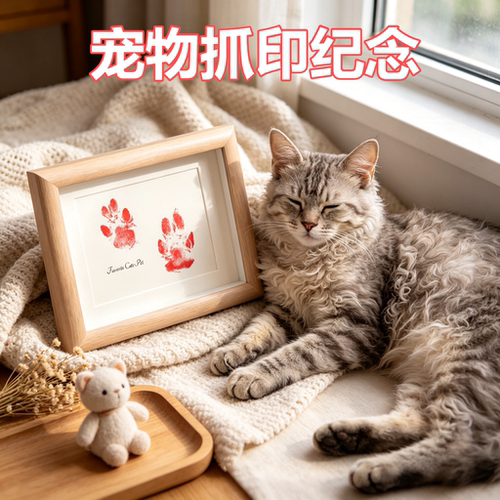 猫咪专用宠物抓爪印纪念手印画纪念相框摆台手掌手印脚印印画框