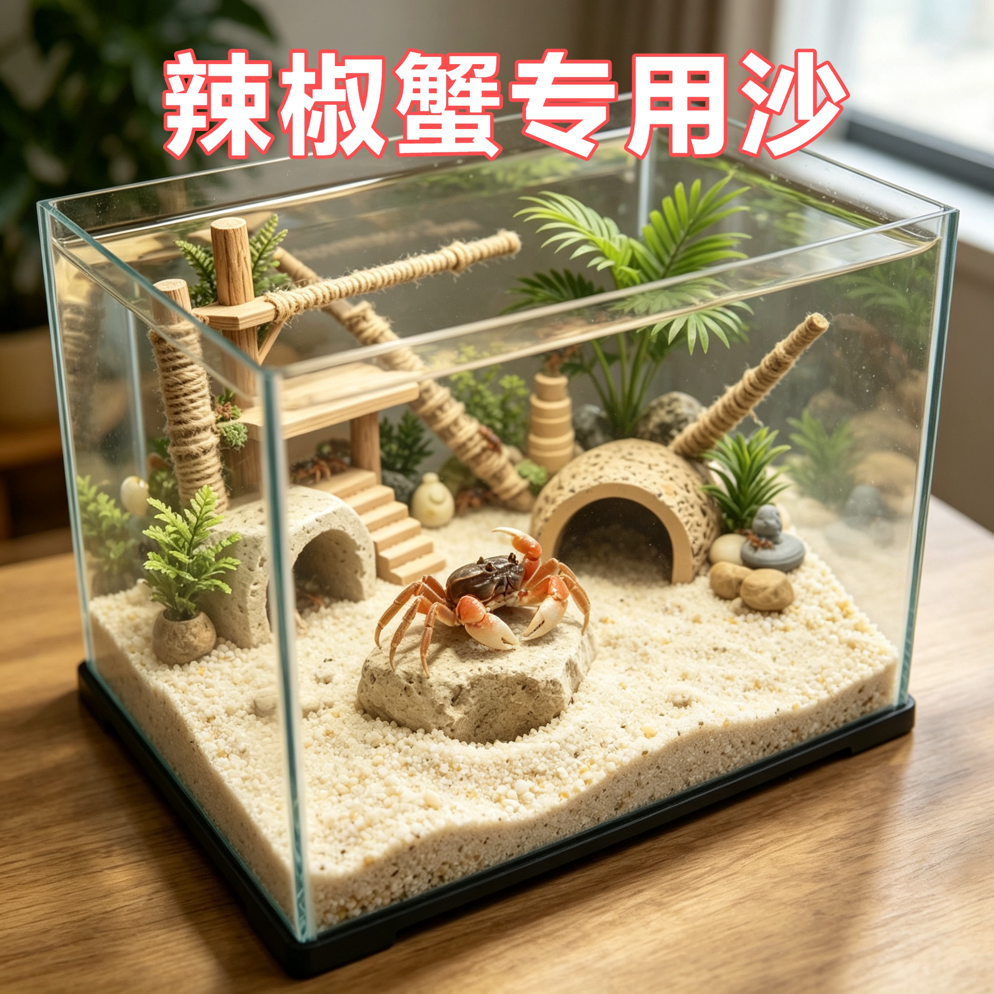 辣椒蟹专用沙爬宠缸鱼缸底砂造景装饰原生溪流石头鼠沙冬眠水晶沙图片