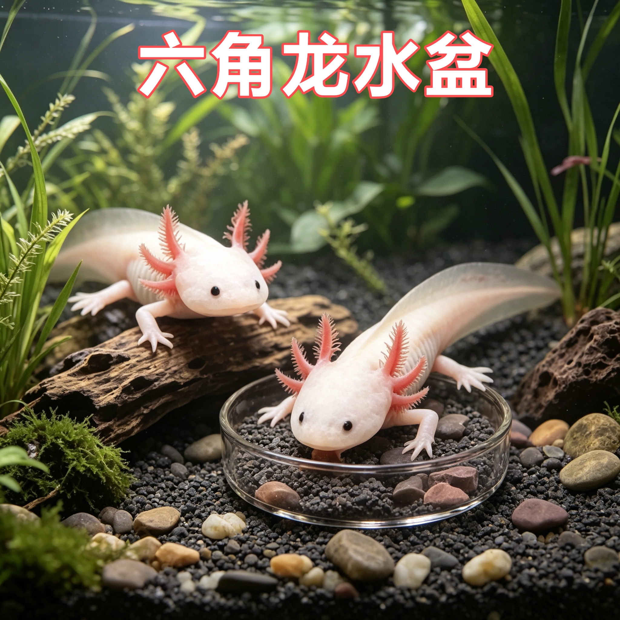 六角龙专用水盆食盆喂食器定点喂食饲养箱造景装饰懒人神器鱼食器
