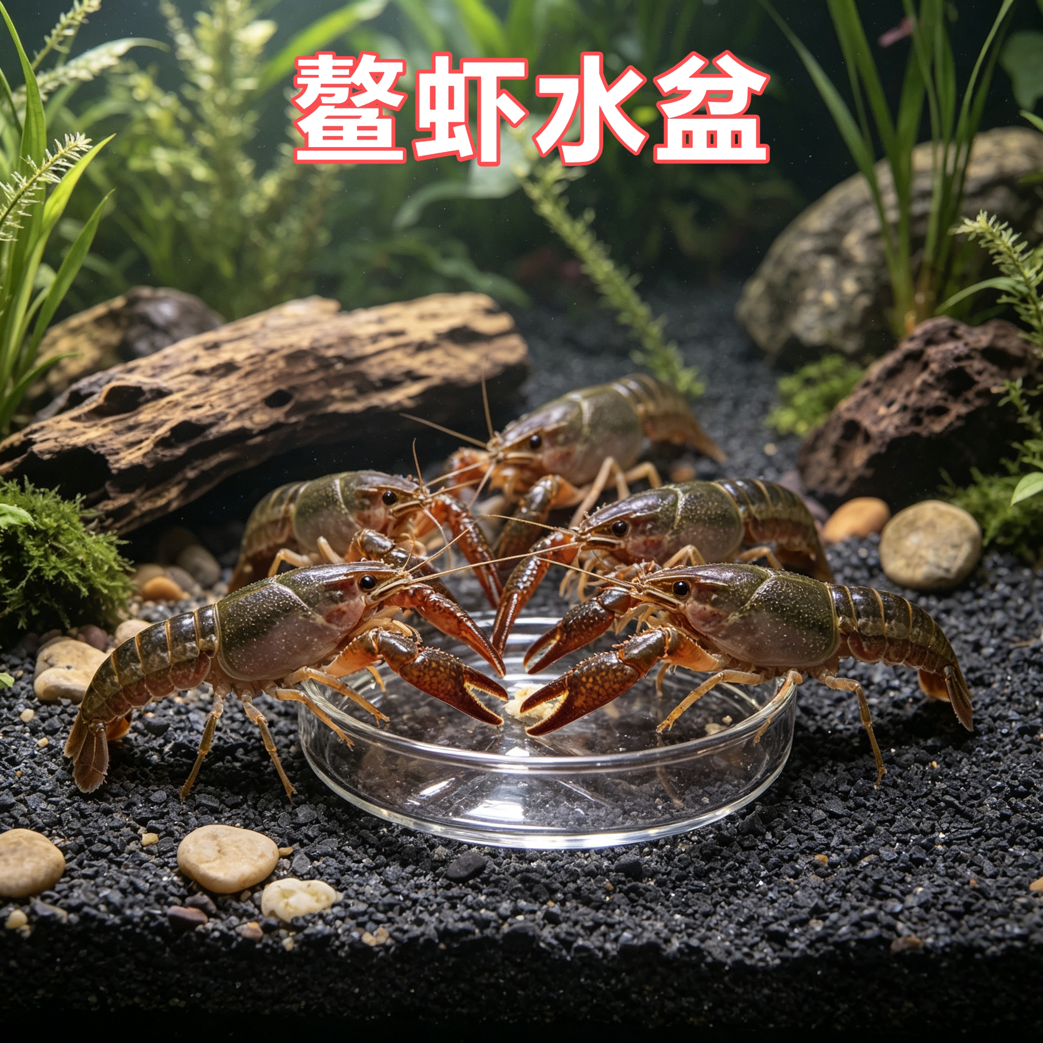 鳌虾专用水盆食盆喂食器定点喂食饲养箱造景装饰懒人神器鱼食器