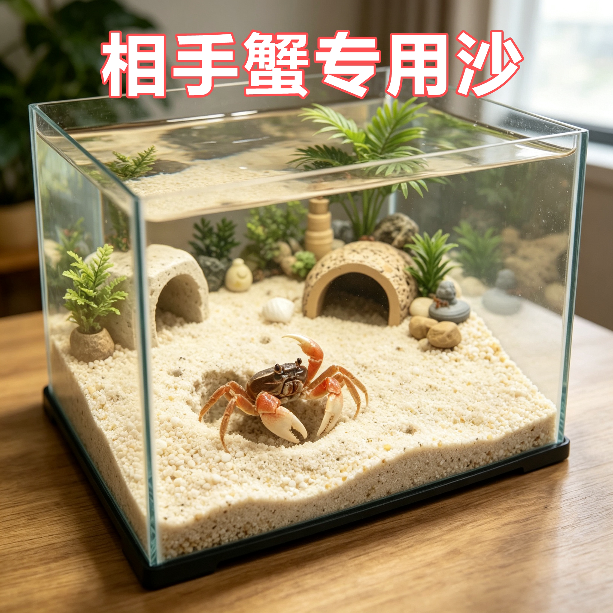 相手蟹专用沙爬宠缸鱼缸底砂造景装饰原生溪流石头鼠沙冬眠水晶沙图片