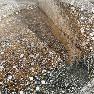3D雪花亮片烫金微硬立体网纱布料