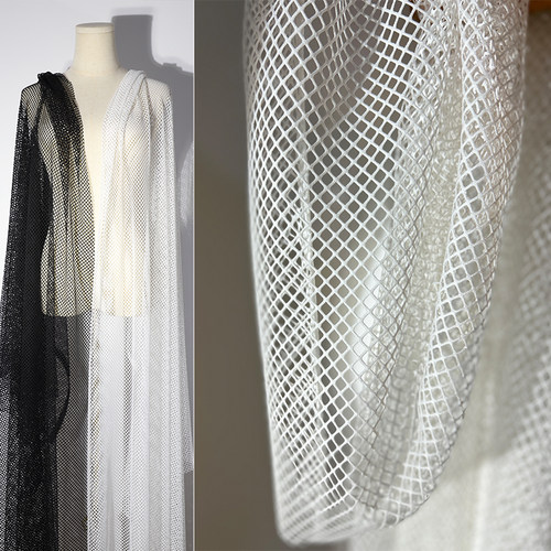 菱形5mm小网眼布鱼网布料 经编渔网洗衣袋网兜面料服装设计师辅料