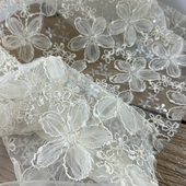 创意立体绣花线绣亮片网纱布料多种特种工艺蕾丝网布服装 设计面料