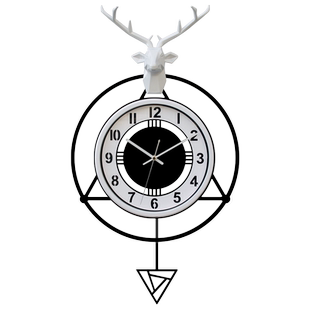 北欧鹿头挂钟客厅现代简约个性挂表轻奢网红石英钟表创意家用时钟