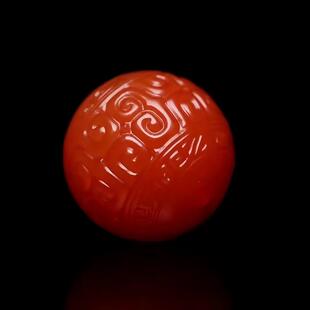 吉祥原矿保山南红精雕回纹单珠散珠圆珠金刚星月菩提佛珠文玩手串