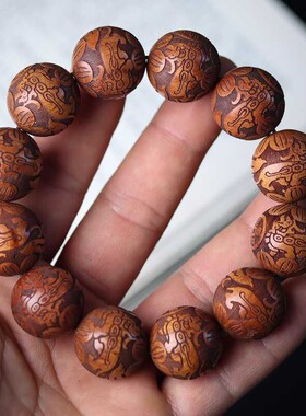 黄花梨雕刻貔貅手串男士文玩佛珠花梨木念珠车挂件檀木档位珠手持