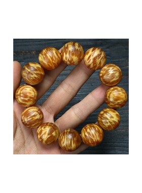 琥珀木手串东北长白山北沉香满油松明子全透光手链佛珠玉化血龙木