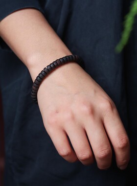 缅甸小叶奇楠降真香手串软油密结沉水直切药片珠单圈手链沉香佛珠