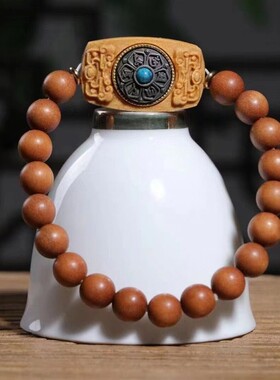 芭比檀香老型珠DIY六字箴言款手链时来运转檀木香味装饰手串念珠