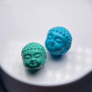 吉祥天然蓝绿松石释迦牟尼宝宝佛头配珠文玩手串手链配饰品配件