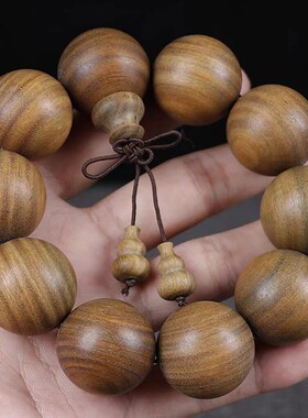 绿檀佛珠手串男女手链印度小叶紫檀金丝楠木黄花梨木沉香黑檀手串