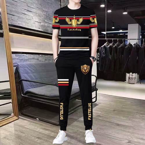 夏季男士冰丝运动套装2026年新款