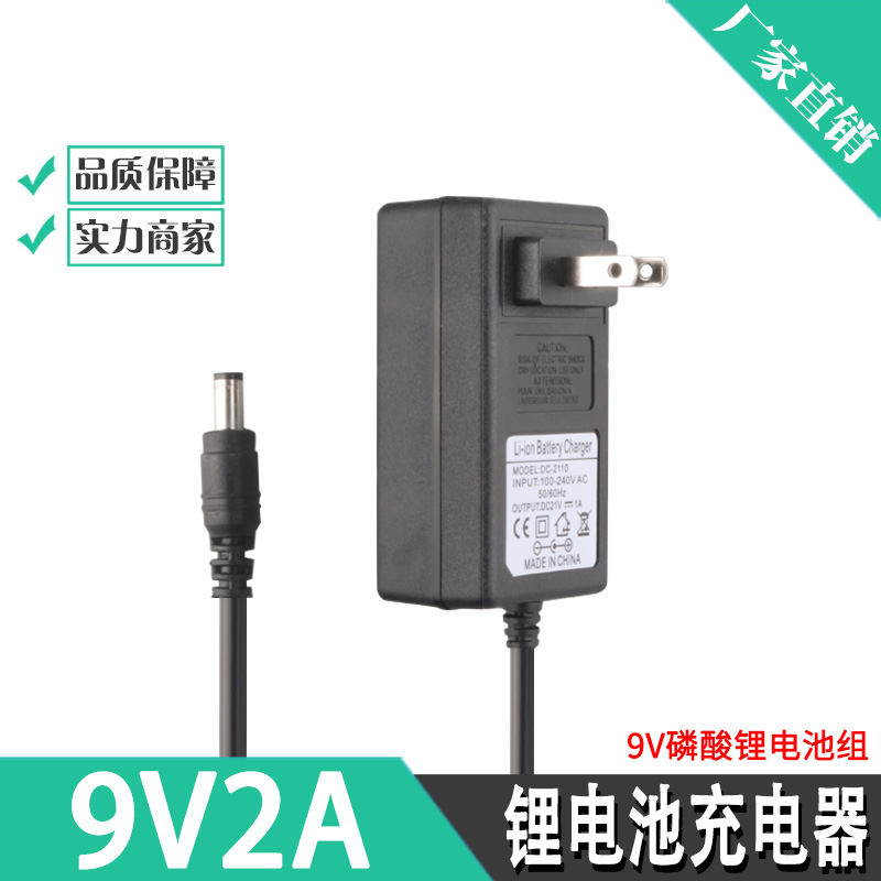 9V2A1A锂电池充电器快充款拉杆箱音响DVD低音炮18650聚合物电源线