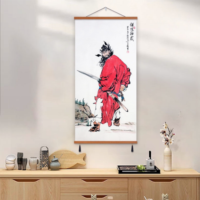 钟馗挂画天师赐福画像伏魔图镇宅挂布画客厅玄关背景画门神装饰画