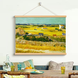 梵高艺术油画布艺挂画电表箱遮挡画墙面装饰挂布背景布墙布免打孔