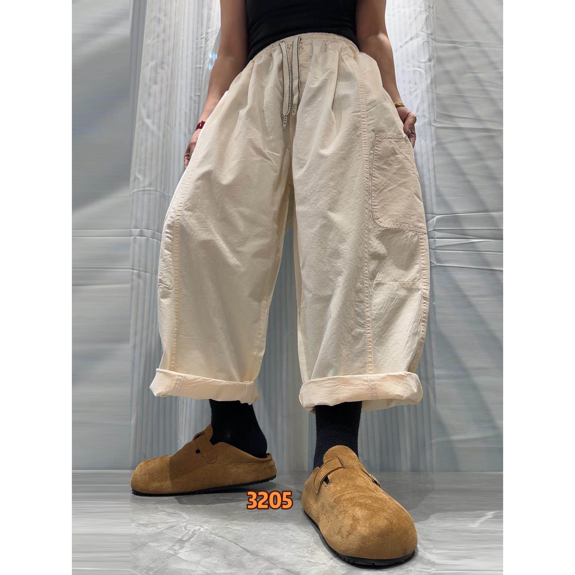 2026春夏新款水洗棉哈伦裤女大码宽松工装裤彩色时尚薄款休闲长裤