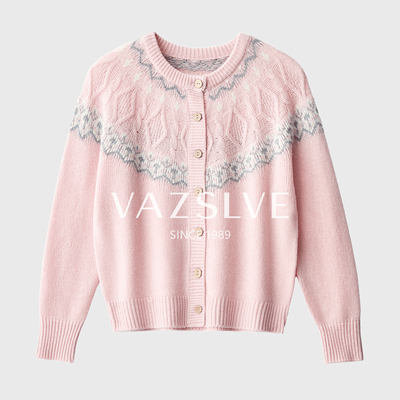 【100%绵羊毛】韩系花费尔岛提花针织开衫女百搭休闲外套宽松减龄