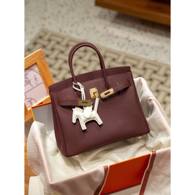 爱马女仕高品质头层牛皮铂金包波尔多红结婚包手提包凯莉包高级款