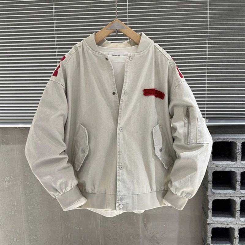 加棉男士嘻哈风贴布透气棒球服