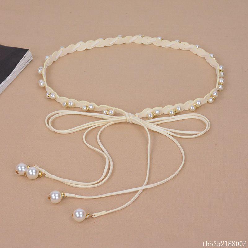 白色珍珠腰链女夏配连衣裙子2024新款汉服配饰腰间腰封腰带装饰潮