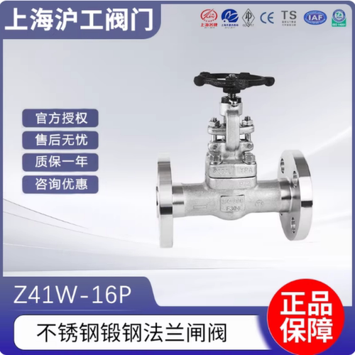 上海沪工304316L锻钢不锈钢国标法兰闸阀Z41W-16/25p耐高温导热油