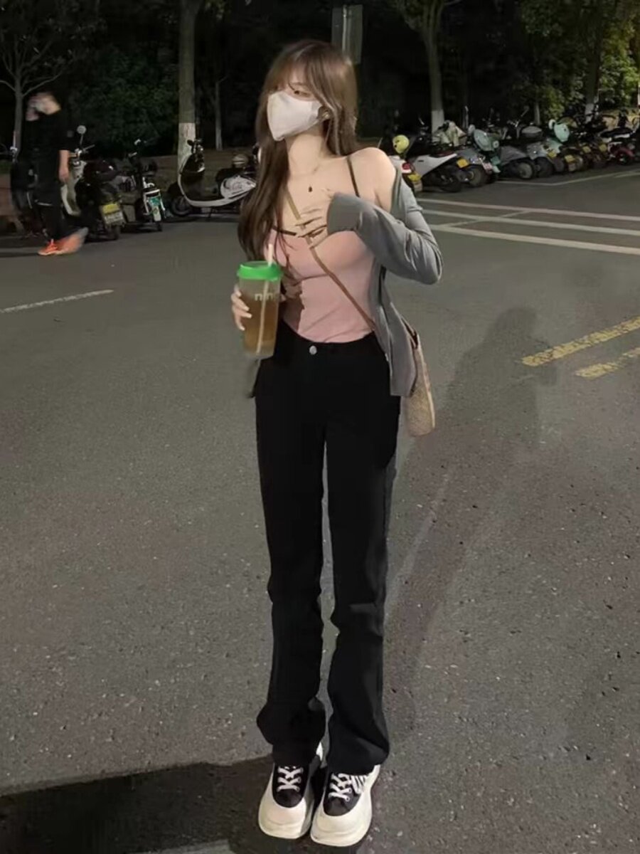 PURE LUST STYLE SEXY HOT GIRL PINK VEST SMALL SUSPENDER WOMAN SUMMER SMALL MAN CHIC SWEET AND SPICY A CROPPED TOP