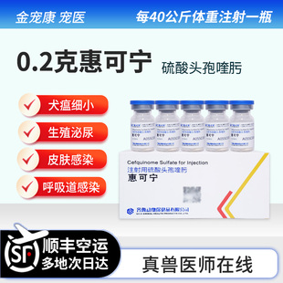 惠可宁头孢喹肟0.2克犬瘟细小冠状病毒皮肤病妇科呼吸道狗消炎针