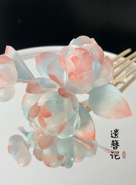 仙气发饰古风热缩片发梳原创设计