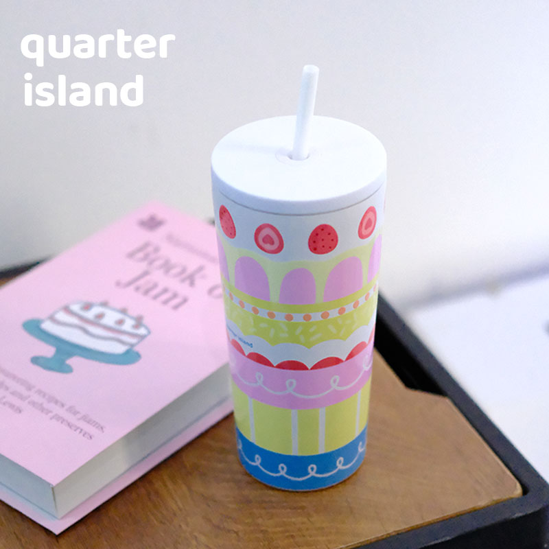 半刻岛原创蛋糕可爱304不锈钢内胆590ml咖啡随行女生杯吸管保温杯