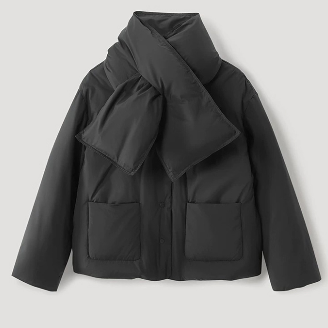 短款轻盈圆领休闲可拆卸围巾