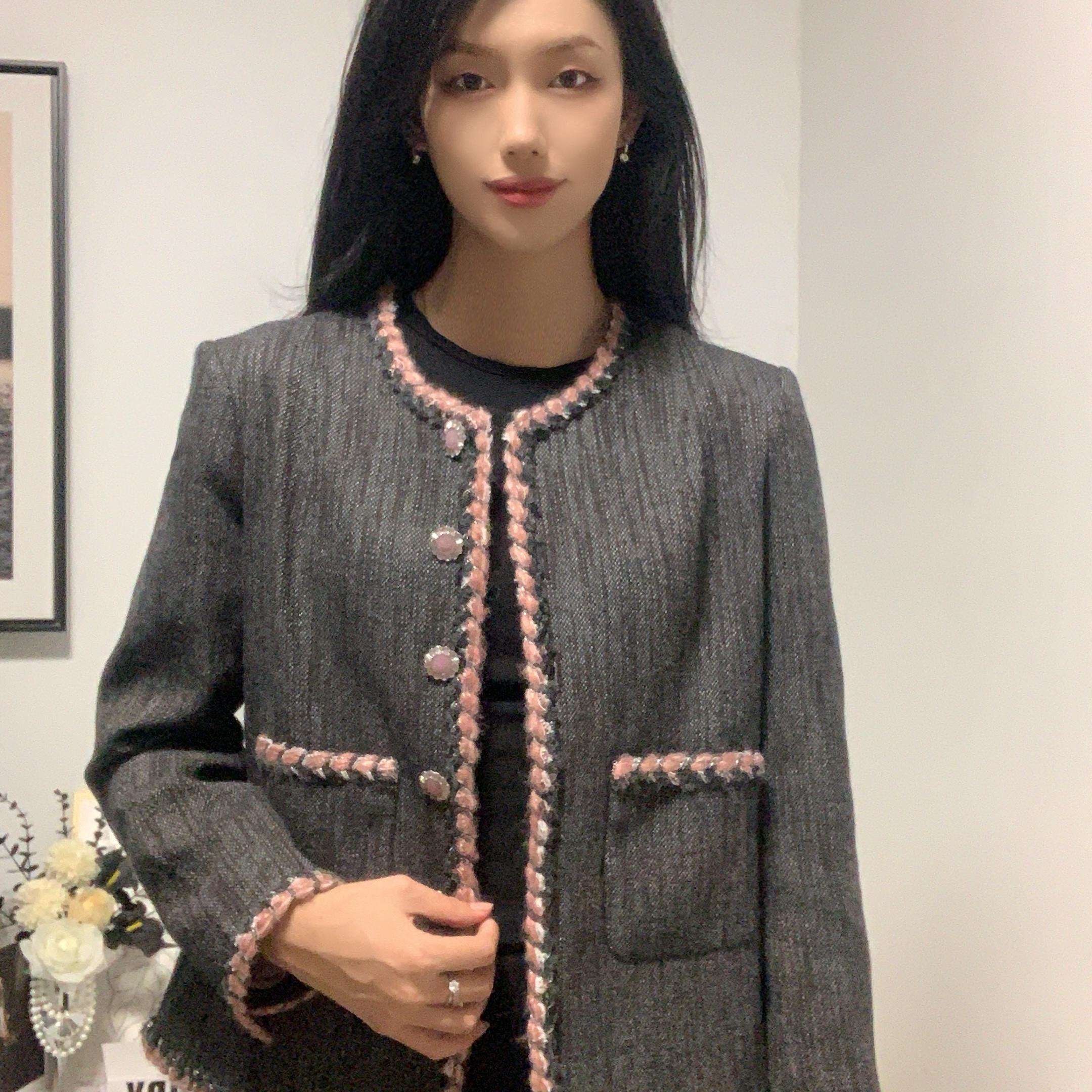 小香风短款夹克外套OV绵羊毛