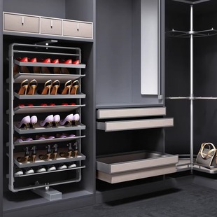 旋转鞋 柜 架360度家用衣帽间柜内置铝合金五金配件入户多层旋转鞋