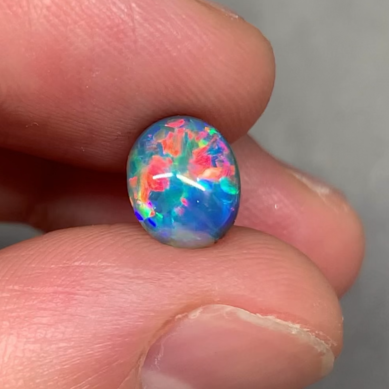 澳洲天然欧泊七彩玻璃体黑欧泊戒指吊坠定制1.42ct 8.3*6.8*4.2mm