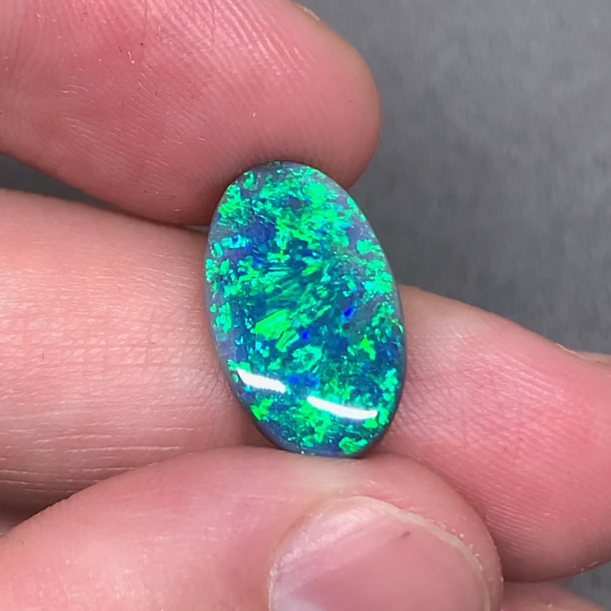 澳洲天然欧泊闪电岭极光笔刷彩黑欧泊戒指定制3.6ct 16.1*9.9*3mm