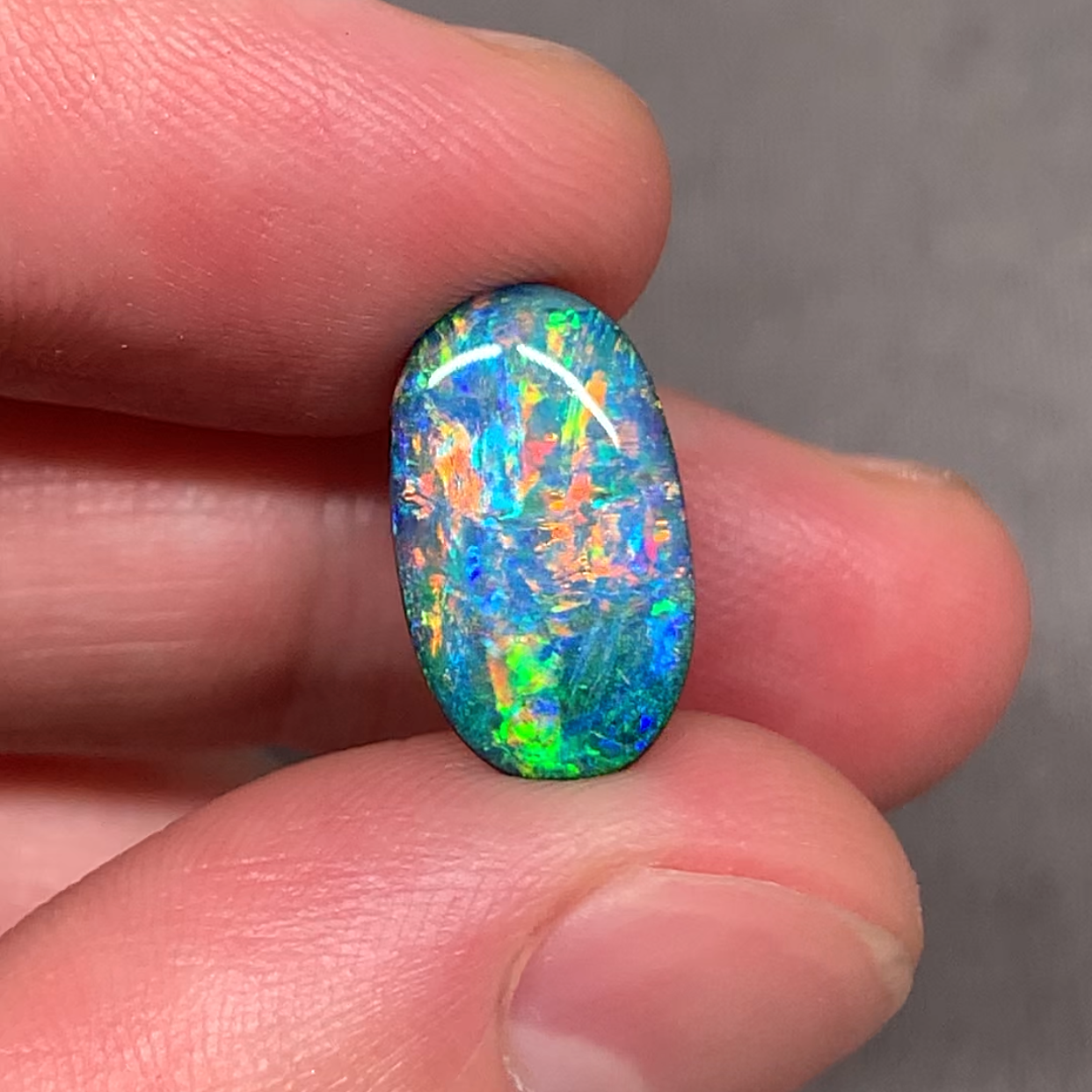 澳洲天然欧泊印象油画彩铁欧泊戒指项链镶嵌2.8ct 14.8*8.6*2.8mm