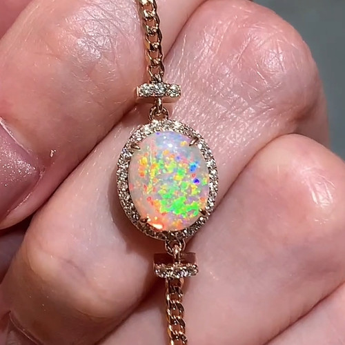 澳洲水晶欧泊吊坠澳宝18k