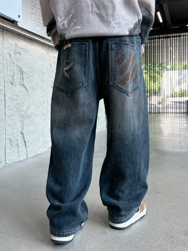 Штаны для мальчиков, осенние детские весенние прямые свободные джинсы, подходит для подростков