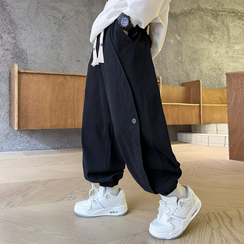 男童春秋款2025新款儿童春装工装裤大童早春季长裤潮帅气时髦