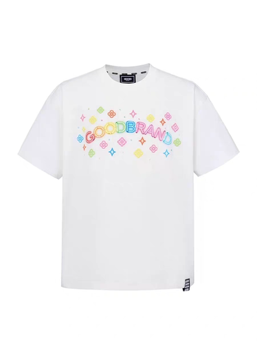 GOODBRAND 26SS新款彩色霓虹花体字母发泡轻奢短袖T恤 男女同款潮